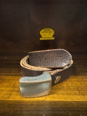 J.Crew 1” Full Grain Brown Leather Men's Belt with Metal Buckle